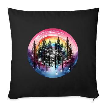 Fir Trees Forest Nature Rainbow Mystical - Sofa pillowcase 17,3'' x 17,3'' (45 x 45 cm) - black - Front