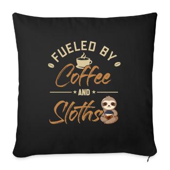 Fueled by Coffee and Sloths Folivora - Sofa pillowcase 17,3'' x 17,3'' (45 x 45 cm) - black - Front
