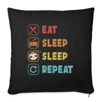 Eat Sleep Sleep Repeat Brown-Throated Pilosa - Sofa pillowcase 17,3'' x 17,3'' (45 x 45 cm) - black - Front