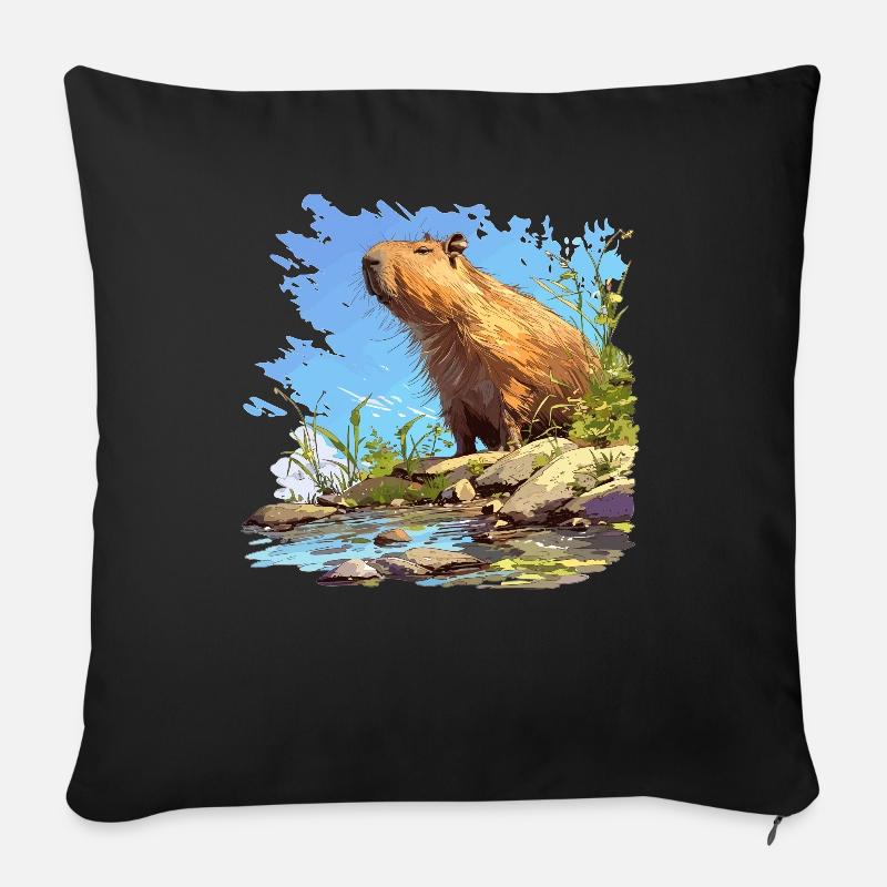 Capybaras Capybara - Sofakissenbezug 45 x 45 cm - Schwarz