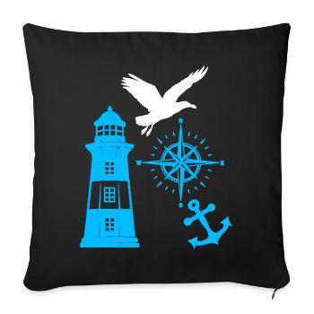 Maritim Leuchtturm Kompass Leuchttürme Möwen - Sofakissenbezug 45 x 45 cm - Schwarz - Vorne