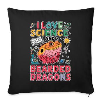 Bearded Dragon Science Student Bearded Dragon Gift - Sofa pillowcase 17,3'' x 17,3'' (45 x 45 cm) - black - Front