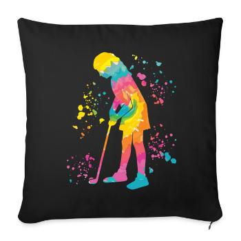 Golfer Colorsplash Golf miniature pour enfants - Housse de coussin décorative 45 x 45 cm - noir - Devant