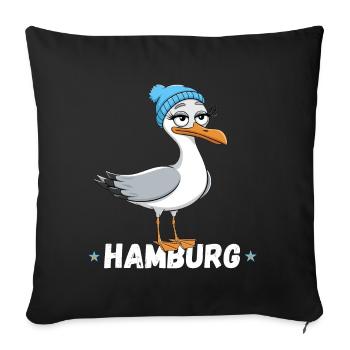 Hamburg Hamburger Seagull Beanie North Sea Cartoon - Sofa pillowcase 17,3'' x 17,3'' (45 x 45 cm) - black - Front