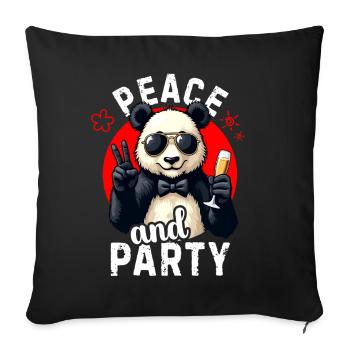 Peace and Party Coole Panda Sonnenbrille Funkelnd - Sofakissenbezug 45 x 45 cm - Schwarz - Vorne