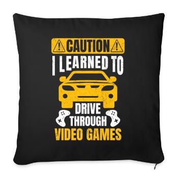 Funny Video Game Driver License Permit Driving - Sofa pillowcase 17,3'' x 17,3'' (45 x 45 cm) - black - Front