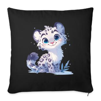 Snow Leopard Schneeleoparden Schneeleopard - Sofakissenbezug 45 x 45 cm - Schwarz - Vorne