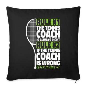 Entraîneur de raquette de joueur de tennis drôle - Housse de coussin décorative 45 x 45 cm - noir - Devant