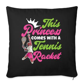 Funny Tennis Player Racket Girl - Sofa pillowcase 17,3'' x 17,3'' (45 x 45 cm) - black - Front