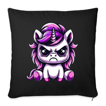 Licorne mignonne Maléfique - Housse de coussin décorative 45 x 45 cm - noir - Devant