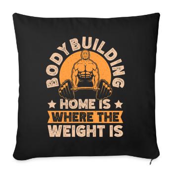 Fitness Motivation Bodybuilder Home Is The Gym - Sofa pillowcase 17,3'' x 17,3'' (45 x 45 cm) - black - Front