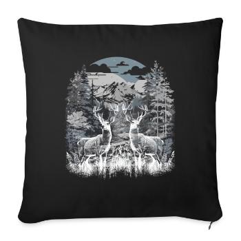 Deer Austria Nature Hike Hiking Holiday - Sofa pillowcase 17,3'' x 17,3'' (45 x 45 cm) - black - Front