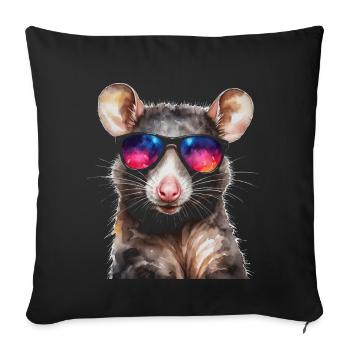 Lunettes de soleil Opossum Imprimé de design animalier coloré - Housse de coussin décorative 45 x 45 cm - noir - Devant