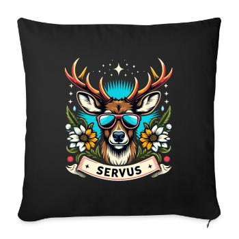 Bavière bière tente cerf servus dialecte drôle cool - Housse de coussin décorative 45 x 45 cm - noir - Devant