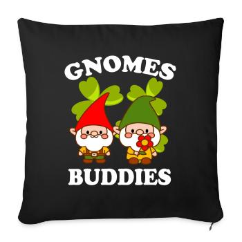 Gnomes Buddies Drôle Gnome Jardinage Cadeau - Housse de coussin décorative 45 x 45 cm - noir - Devant