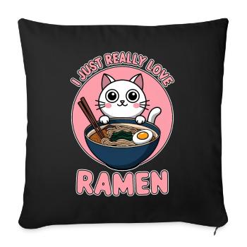 Ramen Cat Anime Funny Kawaii Ramen Gift - Sofa pillowcase 17,3'' x 17,3'' (45 x 45 cm) - black - Front