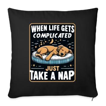 Dog Sleeping Relaxing Relaxing Sleeping Outfit - Sofa pillowcase 17,3'' x 17,3'' (45 x 45 cm) - black - Front