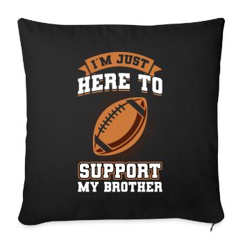 Pour soutenir mon frère Football Américain - Housse de coussin décorative 45 x 45 cm - noir - Devant