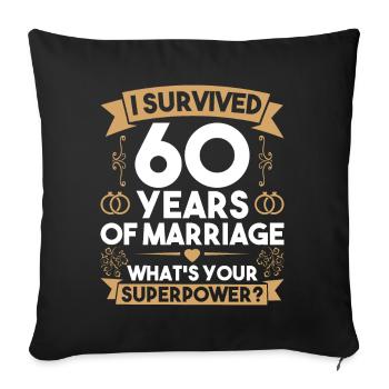 60th wedding anniversary - Sofa pillowcase 17,3'' x 17,3'' (45 x 45 cm) - black - Front