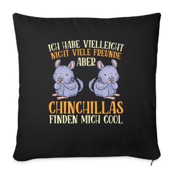 Chinchilla est mon ami les chinchillas rongeurs - Housse de coussin décorative 45 x 45 cm - noir - Devant