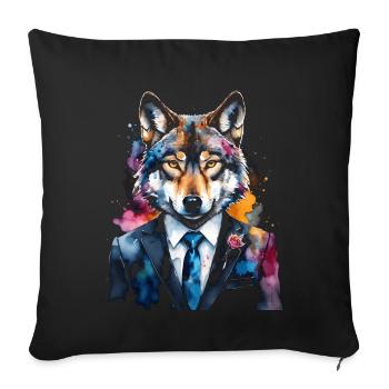 Wolf Suit Colorful Animal Design Print - Sofa pillowcase 17,3'' x 17,3'' (45 x 45 cm) - black - Front