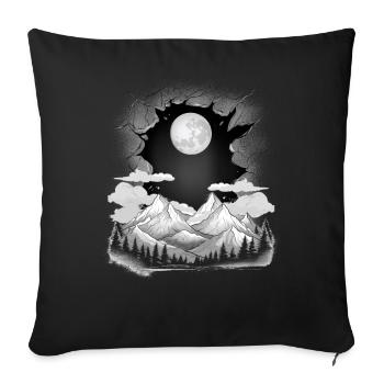 Lune Nature Montagnes Montagnes Amoureux de la nature - Housse de coussin décorative 45 x 45 cm - noir - Devant