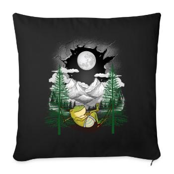 Frog Frogs Hammock Chill Hang Out Nature - Sofa pillowcase 17,3'' x 17,3'' (45 x 45 cm) - black - Front