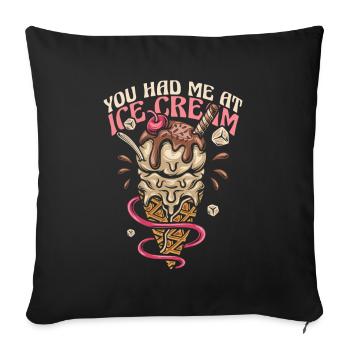 Tu m’as eu chez la sorbetière Gelato Lover Ice - Housse de coussin décorative 45 x 45 cm - noir - Devant