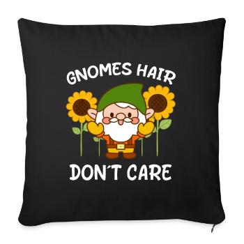 Gnomes Hair Don´t Care Funny Gardening Gnome - Sofakissenbezug 45 x 45 cm - Schwarz - Vorne