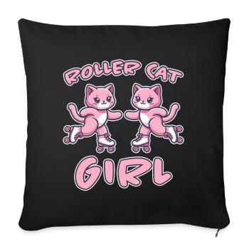 Roller Cat Girl Skating Girl Roller Skates Gift - Sofa pillowcase 17,3'' x 17,3'' (45 x 45 cm) - black - Front