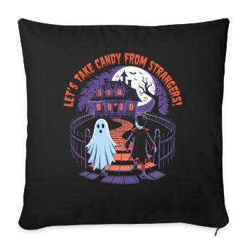 Bonbons d’inconnus - Amusement d’Halloween ! - Housse de coussin décorative 45 x 45 cm - noir - Devant
