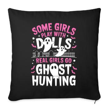Ghost Hunt Girl Funny Halloween Gift - Sofa pillowcase 17,3'' x 17,3'' (45 x 45 cm) - black - Front