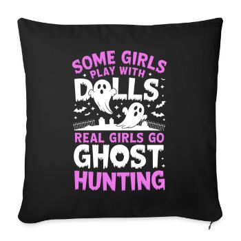 Ghost Hunt Girl Funny Halloween Gift - Sofa pillowcase 17,3'' x 17,3'' (45 x 45 cm) - black - Front