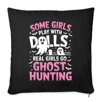 Ghost Hunt Girl Funny Halloween Gift - Sofa pillowcase 17,3'' x 17,3'' (45 x 45 cm) - black - Front