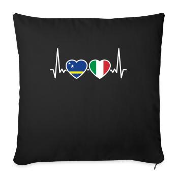 Curaçao Italy Heartbeat Flag - Sofa pillowcase 17,3'' x 17,3'' (45 x 45 cm) - black - Front