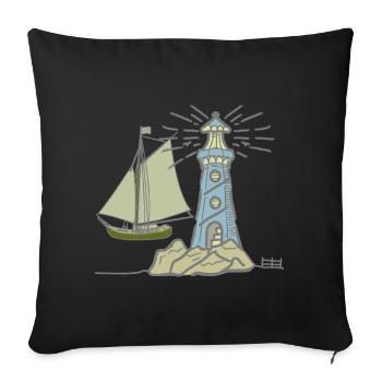 Lighthouse maritime sailing ship ship ships sea - Sofa pillowcase 17,3'' x 17,3'' (45 x 45 cm) - black - Front