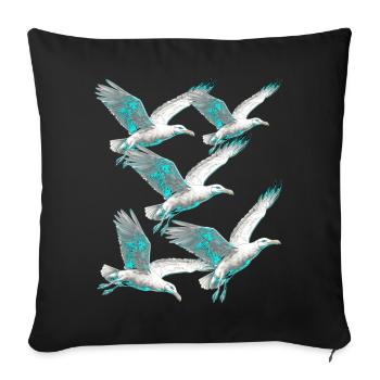 maritime, seagulls, seagulls, coast, North Sea, Baltic Sea - Sofa pillowcase 17,3'' x 17,3'' (45 x 45 cm) - black - Front