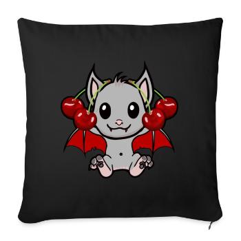 Halloween Bat Bats Cherries Cherry - Sofa pillowcase 17,3'' x 17,3'' (45 x 45 cm) - black - Front