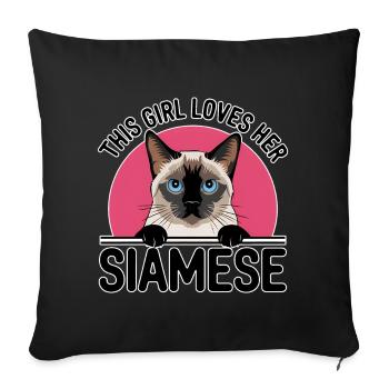 Chat siamois disant chat fille chat siamois cadeau - Housse de coussin décorative 45 x 45 cm - noir - Devant