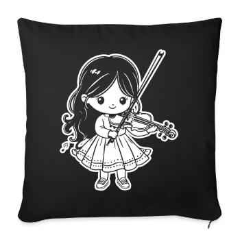 Violins Girls - Sofa pillowcase 17,3'' x 17,3'' (45 x 45 cm) - black - Front