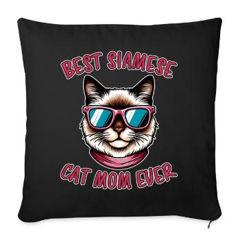 Chat siamois disant chat siamois maman chat siamois cadeau - Housse de coussin décorative 45 x 45 cm - noir - Devant