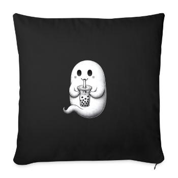 Geist trinkt Bubble Tea - Sofakissenbezug 45 x 45 cm - Schwarz - Vorne