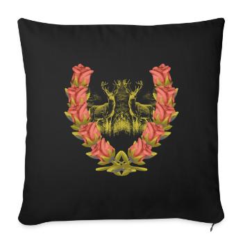 Deer Antlers Red Deer Roses Deer Deer Roebuck - Sofa pillowcase 17,3'' x 17,3'' (45 x 45 cm) - black - Front