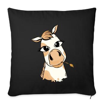 Pony Horse Horses Horse Head - Sofa pillowcase 17,3'' x 17,3'' (45 x 45 cm) - black - Front
