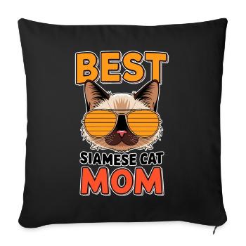 Chat siamois disant chat siamois maman chat siamois cadeau - Housse de coussin décorative 45 x 45 cm - noir - Devant