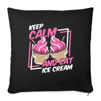 Restez calme et mangez un amateur de glaces Gelato Maker - Housse de coussin décorative 45 x 45 cm - noir - Devant