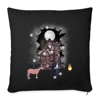 Castle Halloween Mystical Medieval Warrior Moon - Sofa pillowcase 17,3'' x 17,3'' (45 x 45 cm) - black - Front