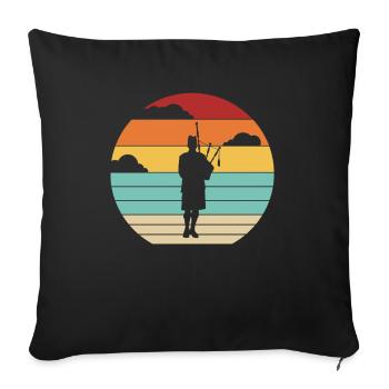 Rétro Sarbacane Great Highland Bagpipe Leçons - Housse de coussin décorative 45 x 45 cm - noir - Devant
