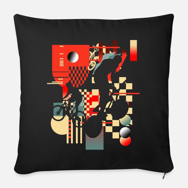 Moderne Radfahren Abstrakte Kunst Silhouette Radfahrer - Sofakissenbezug 45 x 45 cm - Schwarz