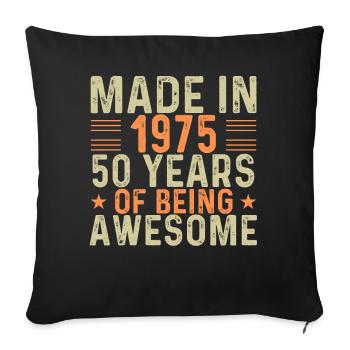Fabriqué en 1975 50 ans d’être génial - Housse de coussin décorative 45 x 45 cm - noir - Devant
